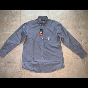 Grey checkered button down dress shirt